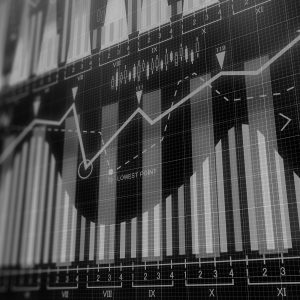 Statistics graph with tables and figures, in black and white