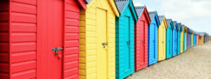 Row of colourful beach huts