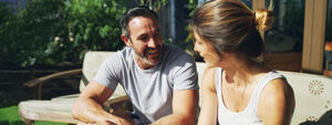 couple discussing their pension this summer
