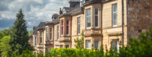 row of residential houses. mortgages