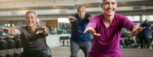 Retired female enjoying a fitness class